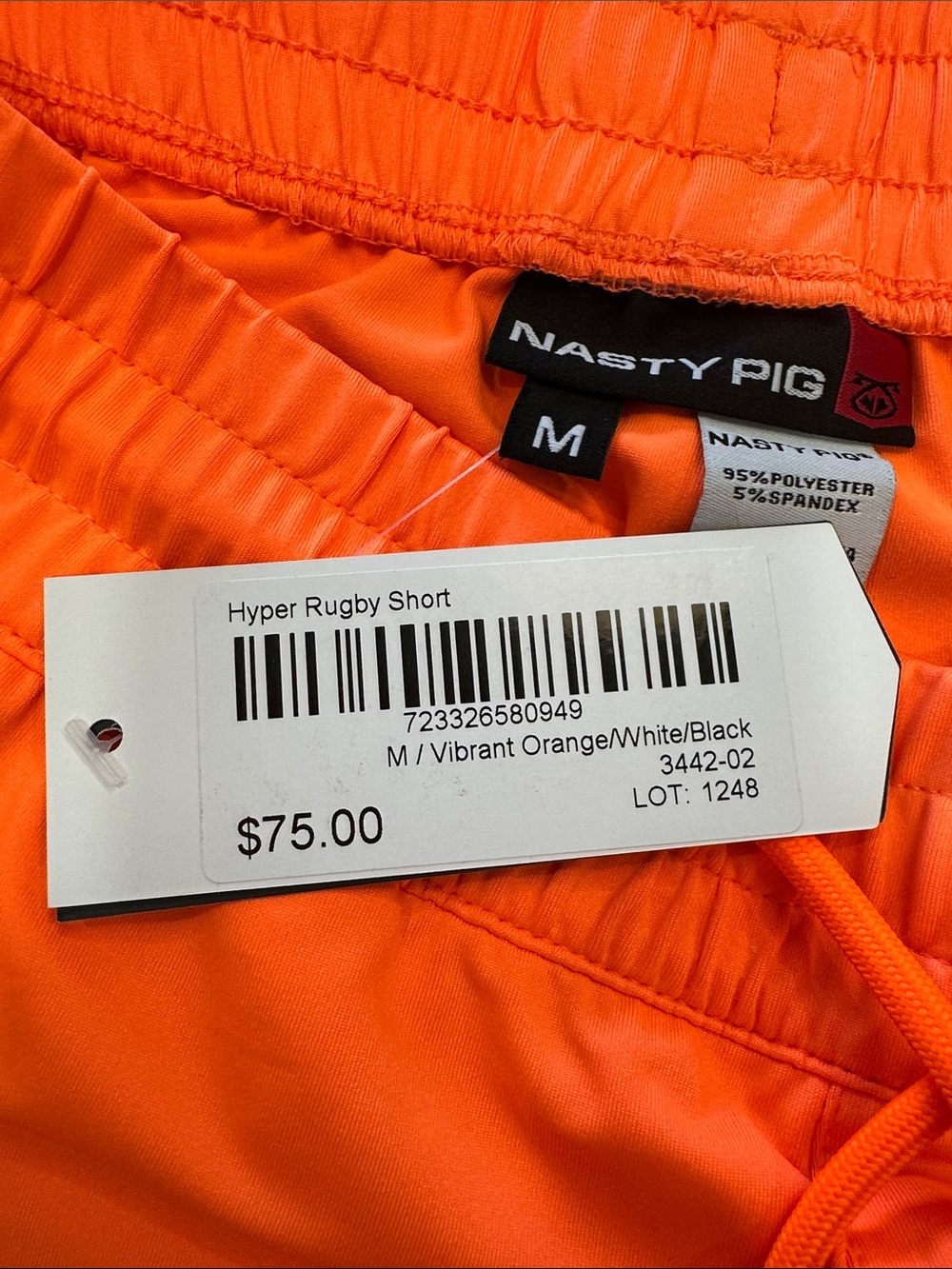 NWT Nasty Pig Men’s Bright Orange Athletic Shorts with Black Side Panels - Picture 3 of 6